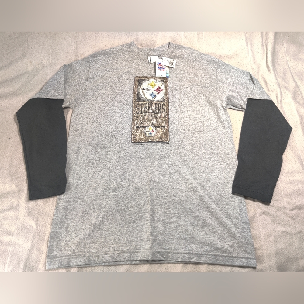Vintage Pittsburgh Steelers Mens Shirt Gray Medium Long Y2K VF Imagewear CSA